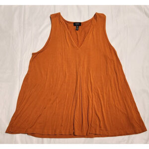 Jones New York Women's XL Tunic Top Sleeveless Pumpkin Orange V-neck